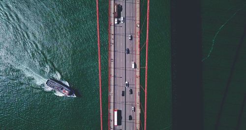 High angle view of traffic on bridge