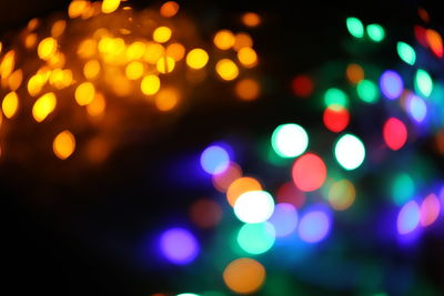 Defocused image of illuminated lights at night