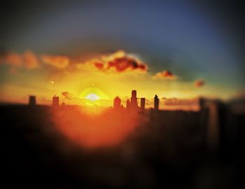 Sunset over city