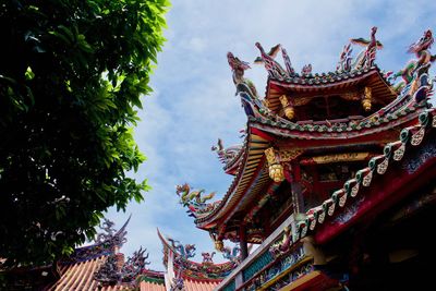 Low angle view of temple against sky
