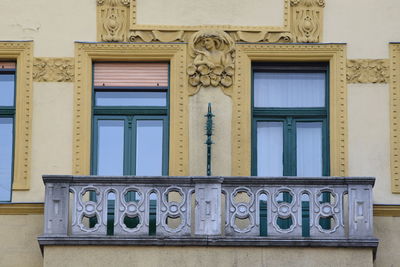 Closed doors at balcony of building