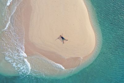 High angle view of man on beach