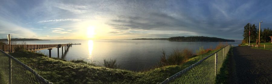 Scenic view of sea against cloudy sky