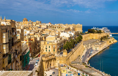 High angle view of buildings in city