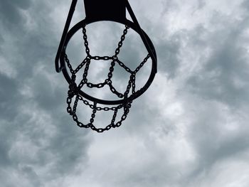 Low angle view of basketball hoop against sky