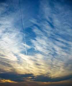 Low angle view of vapor trail in sky