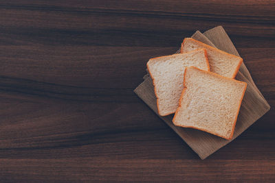 High angle view of bread on table