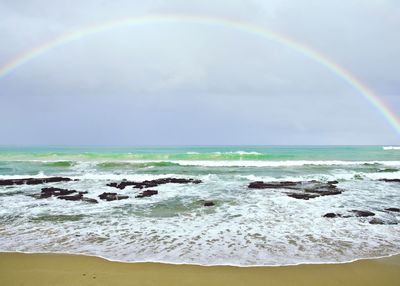 Scenic view of sea against cloudy sky