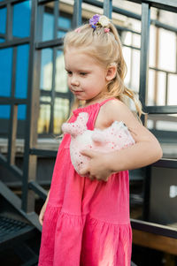 Portrait of cute girl looking away