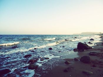 Scenic view of sea against clear sky