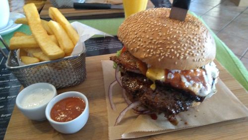 Close-up of food on table