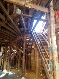 Low angle view of ceiling in abandoned building