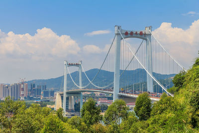 Low angle view of bridge against sky