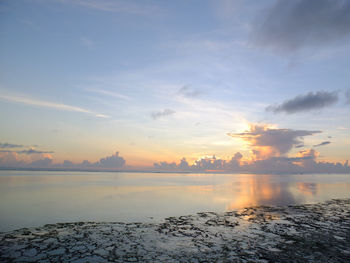 Scenic view of sea at sunset