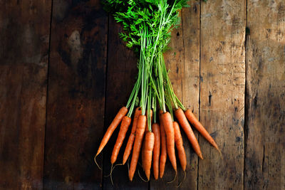 High angle view of vegetables on table