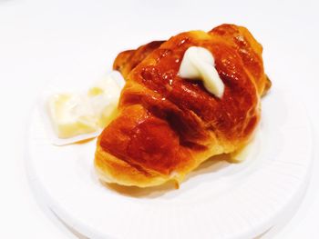 High angle view of breakfast served in plate