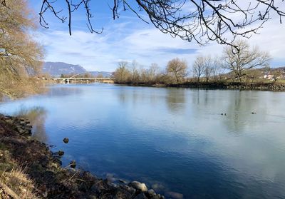 Scenic view of lake against sky