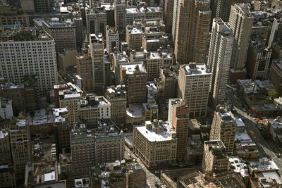 High angle view of buildings in city