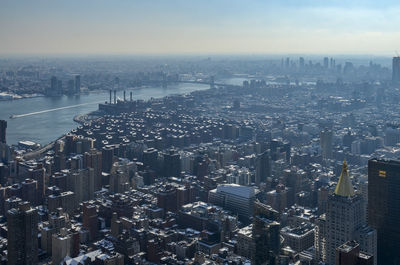 Aerial view of city at waterfront