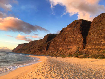 Scenic view of beach against sky