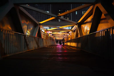 Rear view of bridge at night