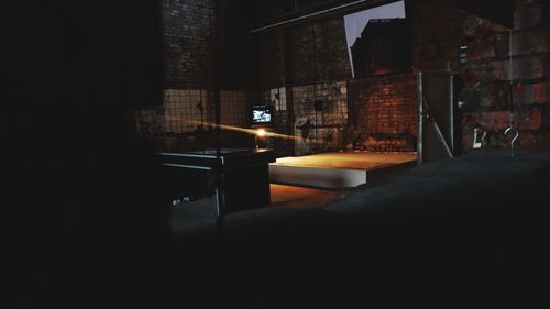 Close-up of illuminated table