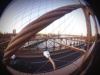 Suspension bridge over river