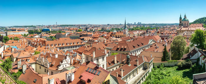 High angle view of townscape against sky