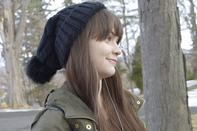 Close-up of teenager with lip piercing