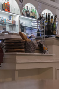 Stack of books on table