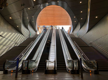 Interior of illuminated subway station