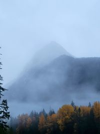 Scenic view of mountains against clear sky