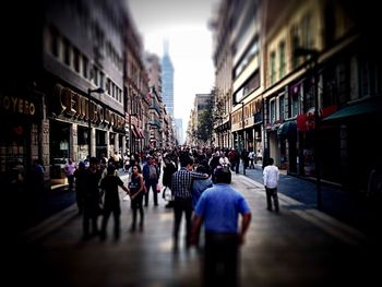 People walking on city street