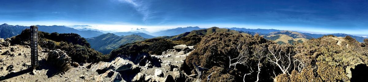 Panoramic view of mountain range against sky