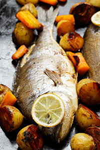 Close-up of seafood on table