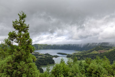 Scenic view of lake against sky