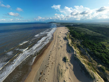 Aerial view of beach against sky