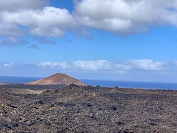 Scenic view of arid landscape against sky