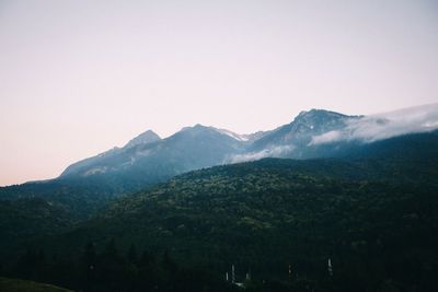 Scenic view of mountains against clear sky