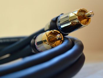 Close-up of audio cable
