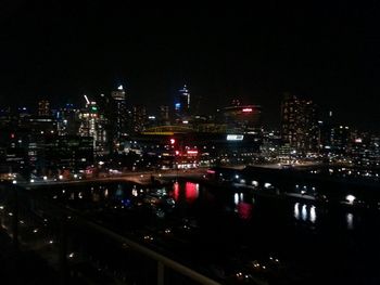 Illuminated city at night