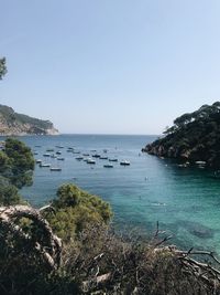 Scenic view of sea against clear sky