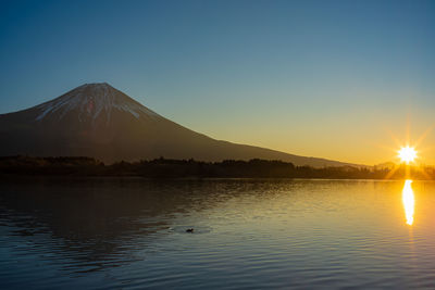 Scenic view of mountains against sky during sunset