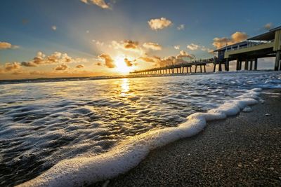 Scenic view of sea during sunset