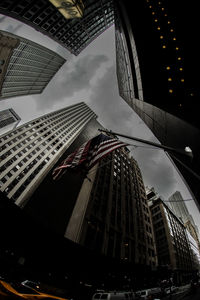 Low angle view of modern buildings in city