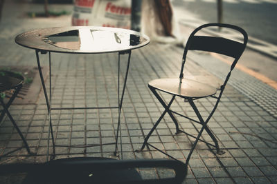 Empty chairs and table