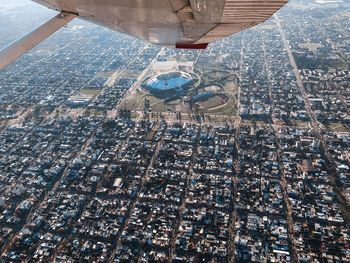 High angle view of buildings in city