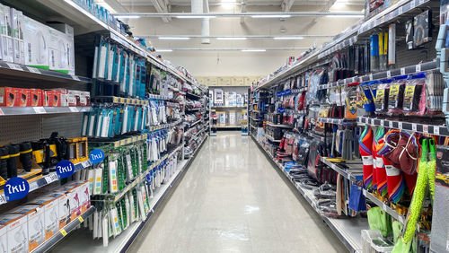 Panoramic shot of illuminated store