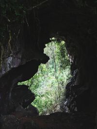 View of cave on rock formation