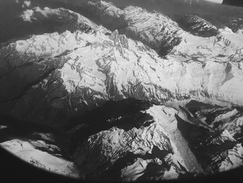 High angle view of snow covered mountain